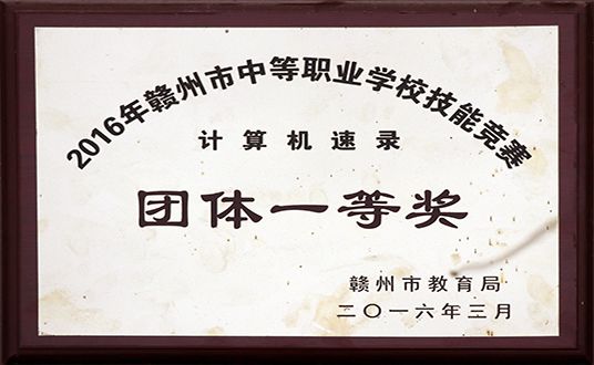 2016年计算机速录团体一等奖